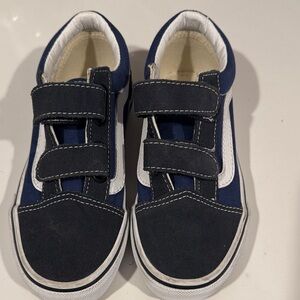 Vans Kids Navy and White Velcro Sneakers